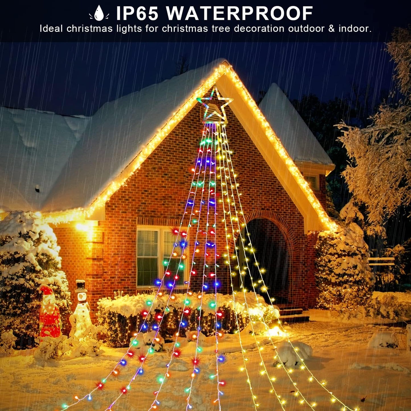 PUHONG Safe Around Kids and Pets Christmas Lights 320 LED – Smokeless Star String Lights with 6h and 8h Auto Shutoff Timer