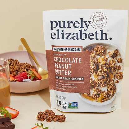 Purely Elizabeth Chocolate Peanut Butter Ancient Grain Granola – Car Cup Holder Companion for Family Road Trips