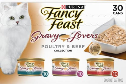 Purina Fancy Feast Gravy Lovers Canned Cat Food – Premium Variety Pack Crafted with Real Meat and Savory Gravy