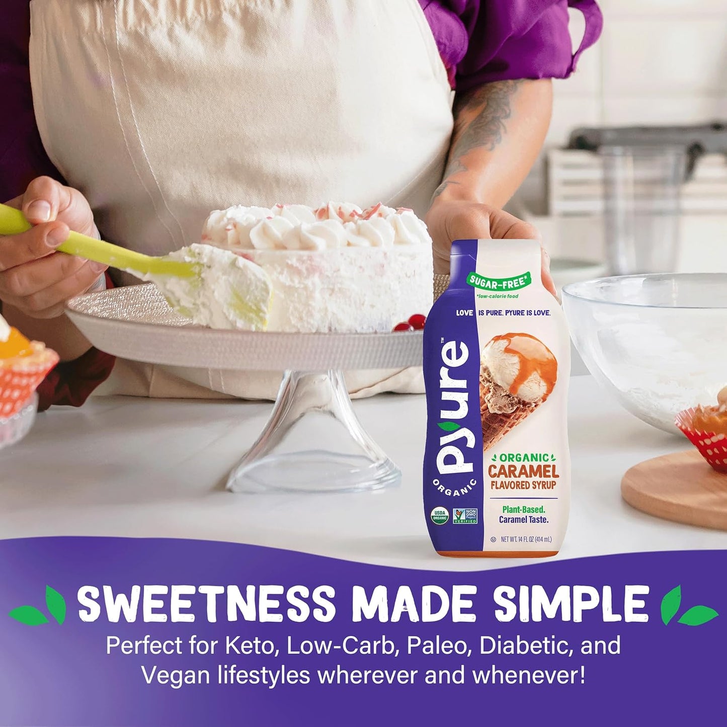 Pyure Organic Vegan Caramel Topping – Guilt-Free Drizzle for Matcha, Coffee, and Quiet Morning Wind-Downs