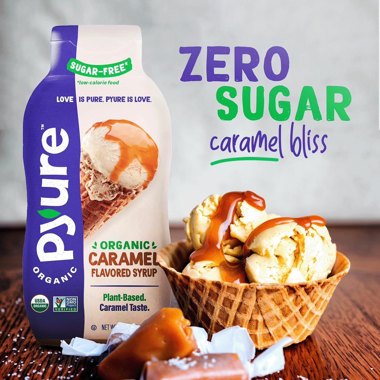 Pyure Organic Vegan Caramel Topping – Guilt-Free Drizzle for Matcha, Coffee, and Quiet Morning Wind-Downs