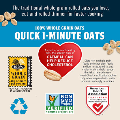 Quaker Quick 1-Minute Oatmeal – Plant-Based Lactation Bites Base for Postpartum Wellness