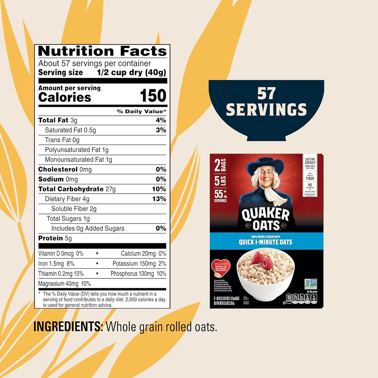 Quaker Quick 1-Minute Oatmeal – Plant-Based Lactation Bites Base for Postpartum Wellness