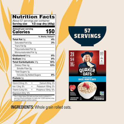 Quaker Quick 1-Minute Oatmeal – Plant-Based Lactation Bites Base for Postpartum Wellness