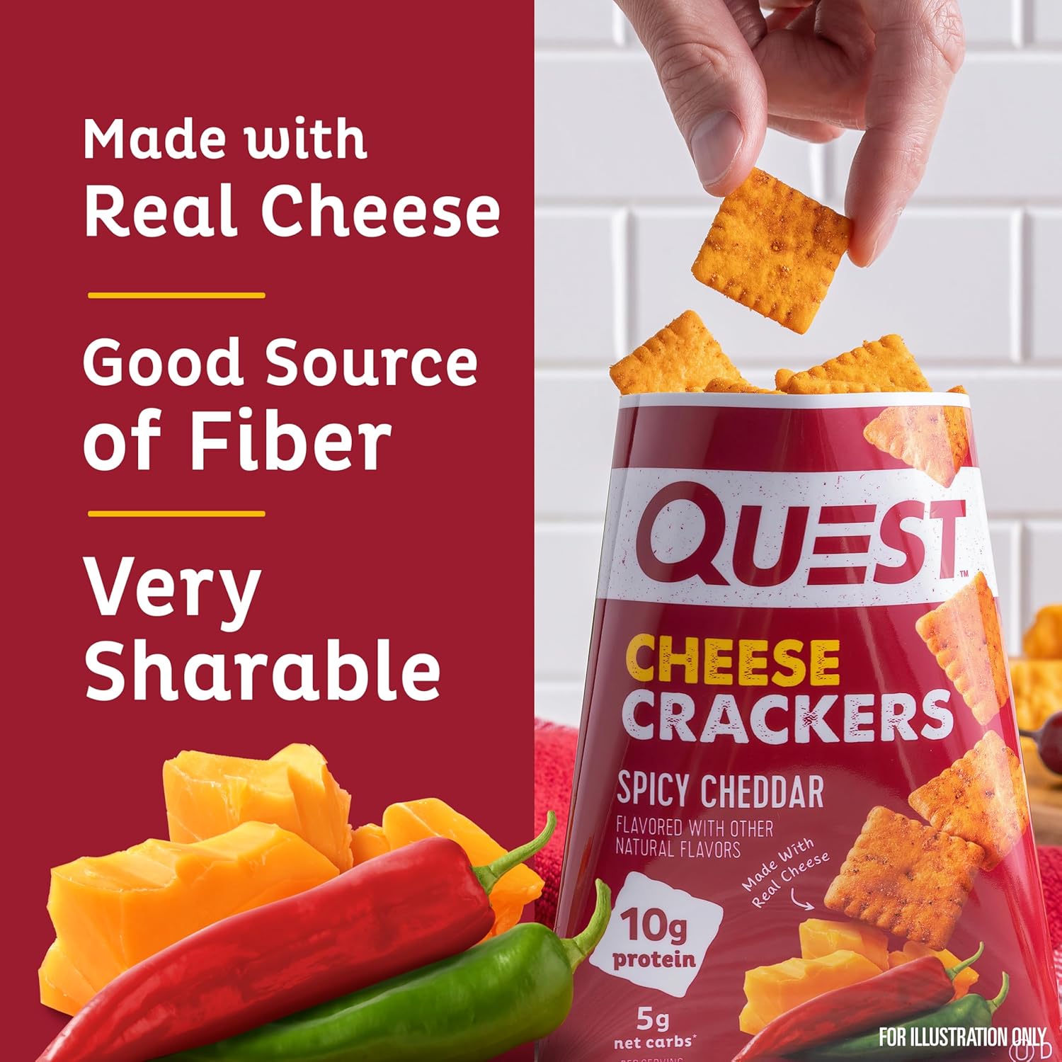 Quest Nutrition Cheese Crackers – Portable Cheesy Bites for Family Road Trips, Zesty Ranch 4-Count