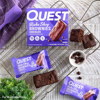 Quest Nutrition Chocolate Brownie – Low-Sugar Nighttime Keto Snack to Support Your Wellness Routine, 20 Count