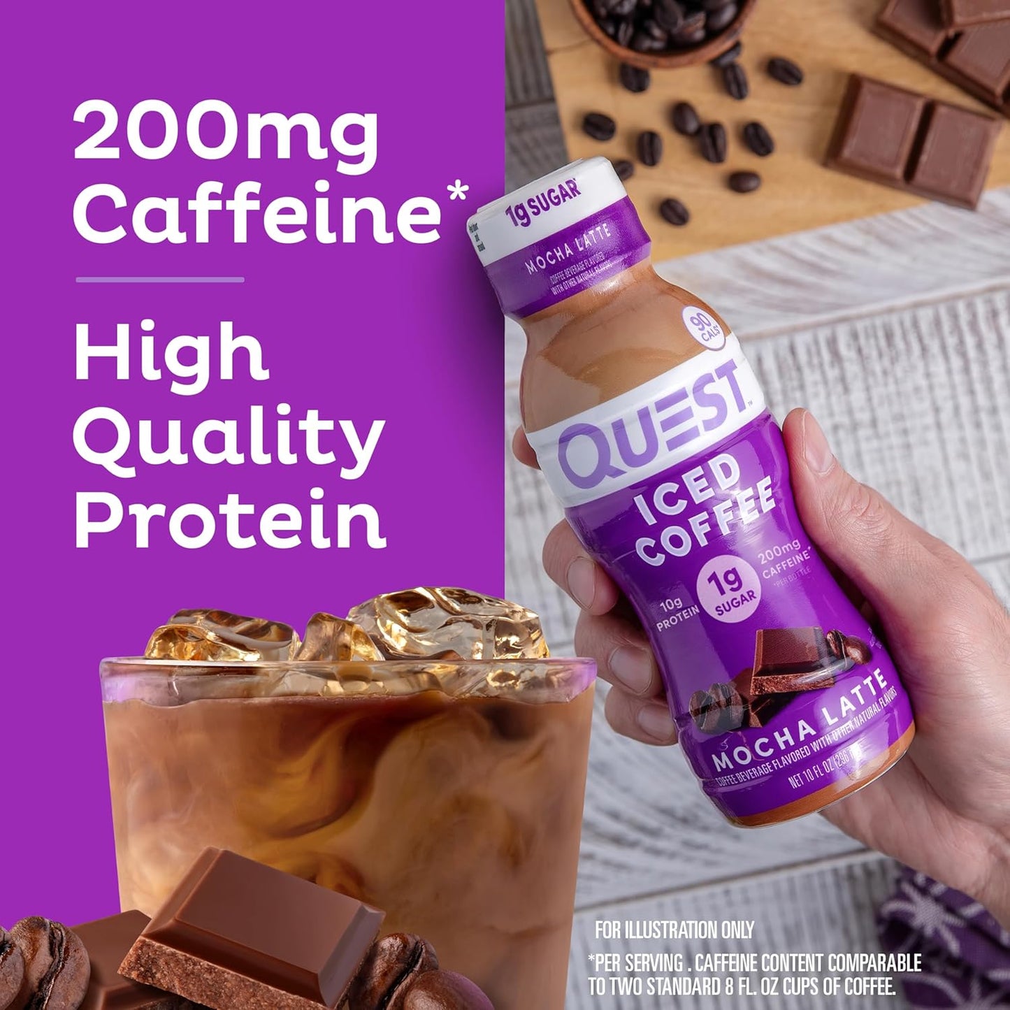 Quest Nutrition Iced Coffee Keto-Conscious Protein Beverage for Home Kitchen, 90 Calorie Low-Carb Vanilla Latte 4-Count Pack