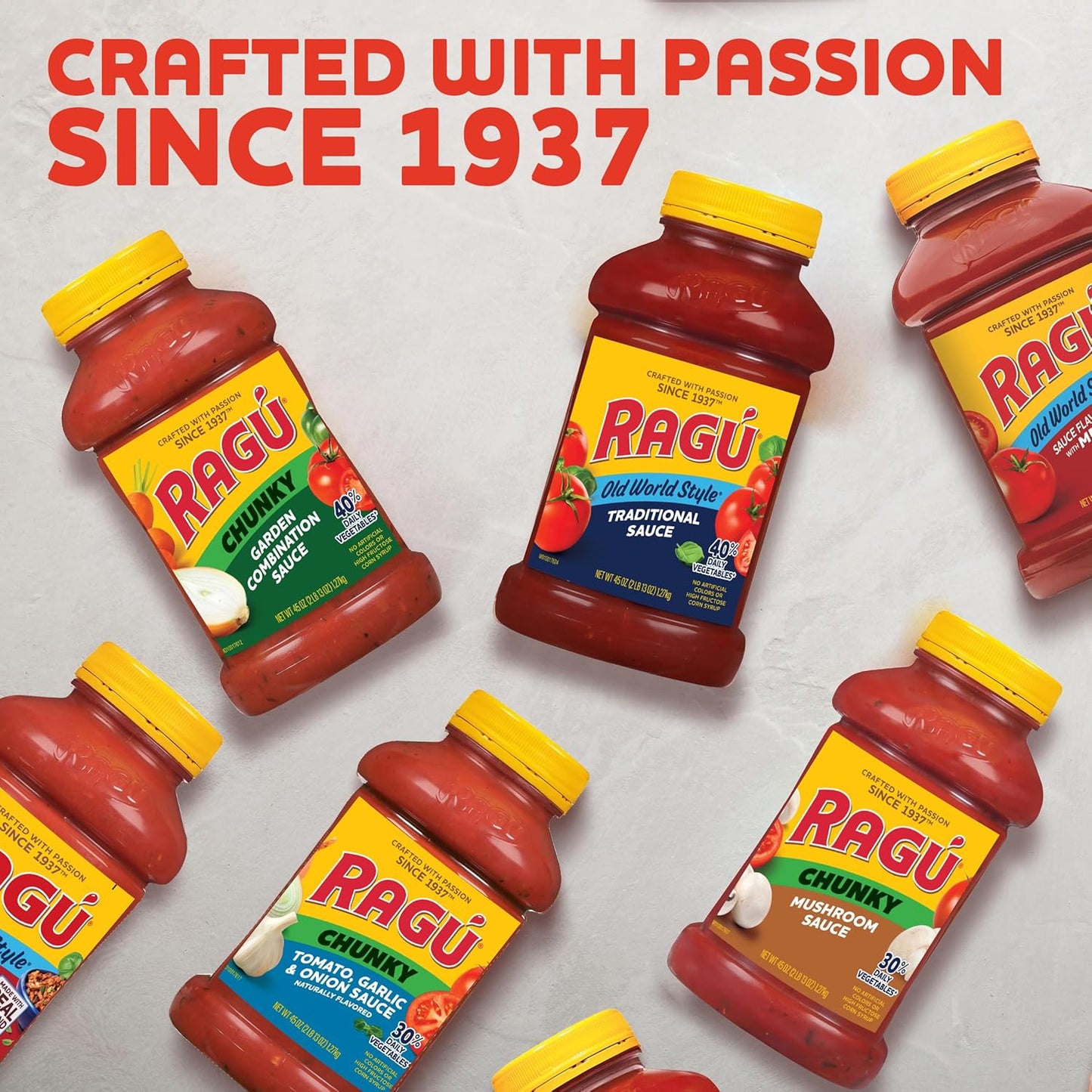 Ragu Old World Style Traditional Sauce, Ready-to-Heat Tomato Sauce for Quick Family Dinners with Picky Eaters, 45 oz