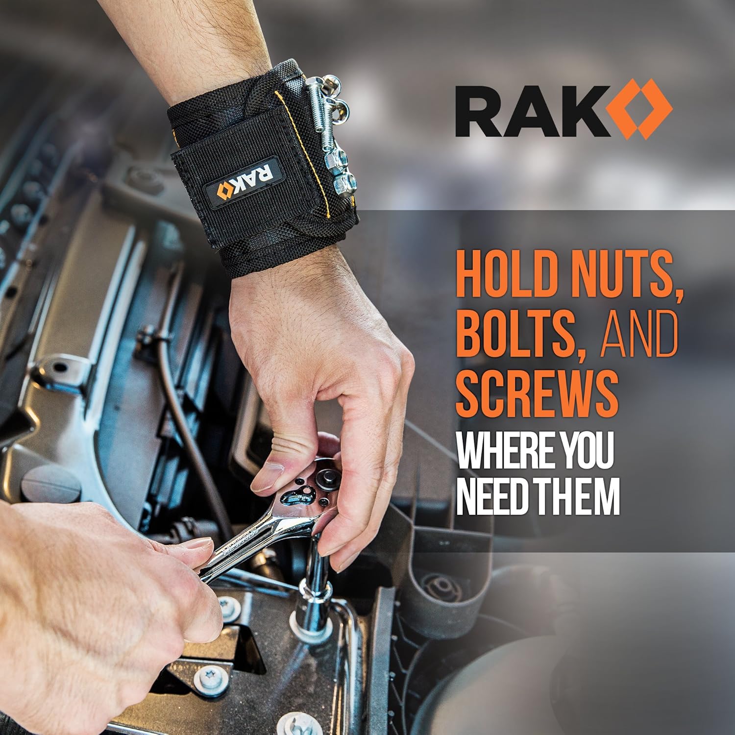 RAK Magnetic Wristband – Time-Saving Repair Tool for Auto Technicians, Magnetic Wristband for Screws and Bits