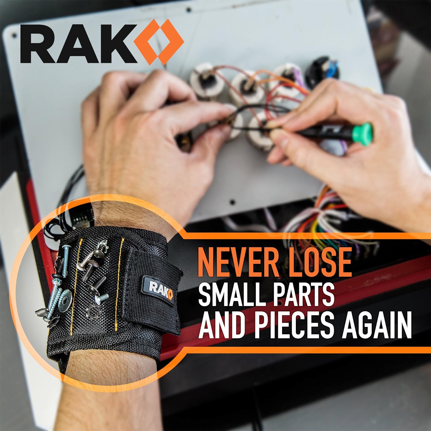 RAK Magnetic Wristband – Time-Saving Repair Tool for Auto Technicians, Magnetic Wristband for Screws and Bits