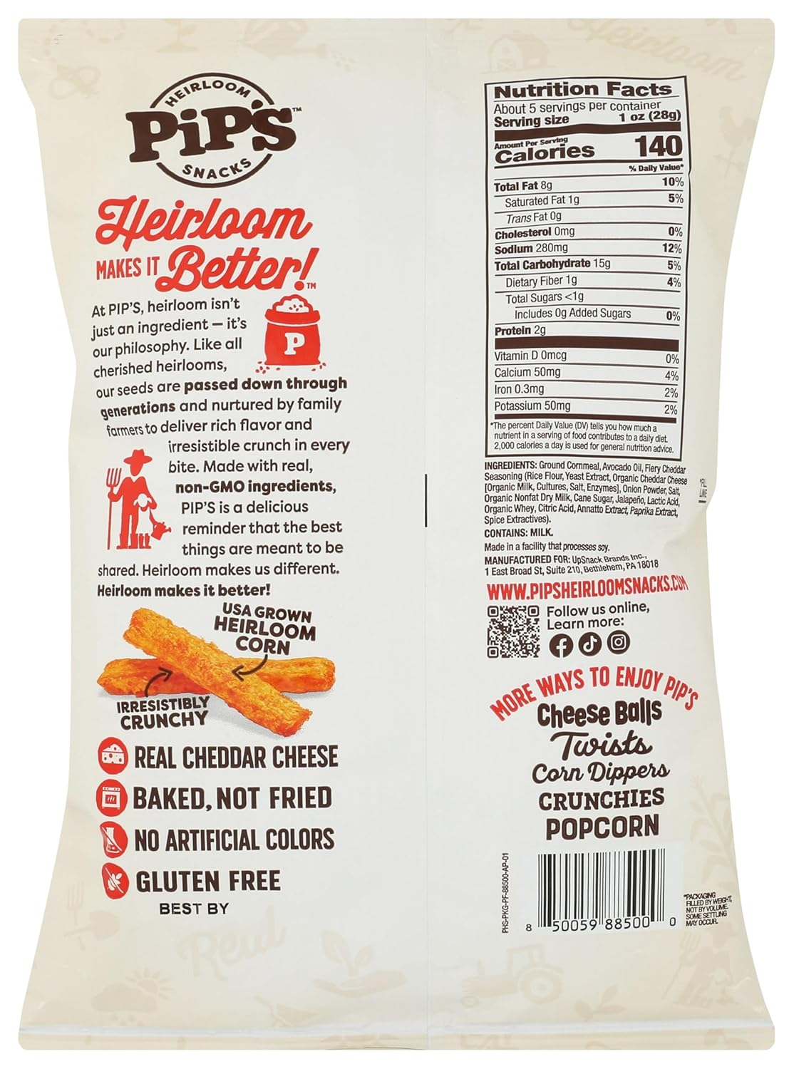 real cheddar cheese baked onto heirloom corn fries