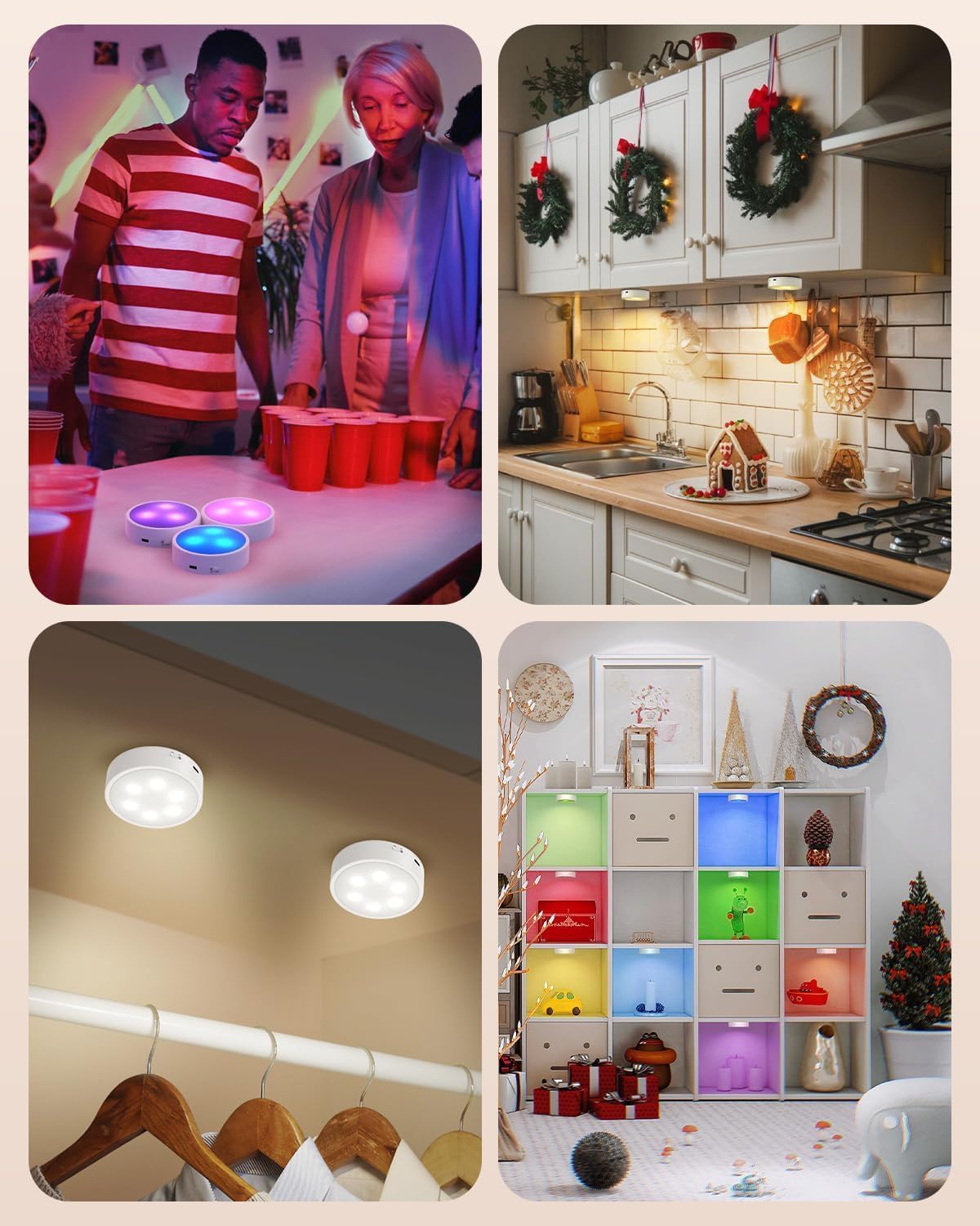 Rechargeable Puck Lights with Auto Shutoff — Worry-Free Closet and Hallway Lighting for Seniors and Caregivers