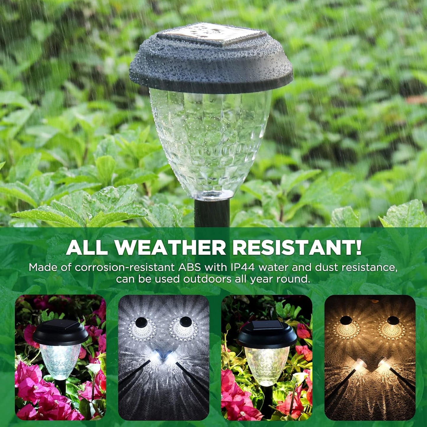 Reliable Solar Stake Lights for Safer Nighttime Navigation, IP44 Waterproof Walkway Marker Set of 10