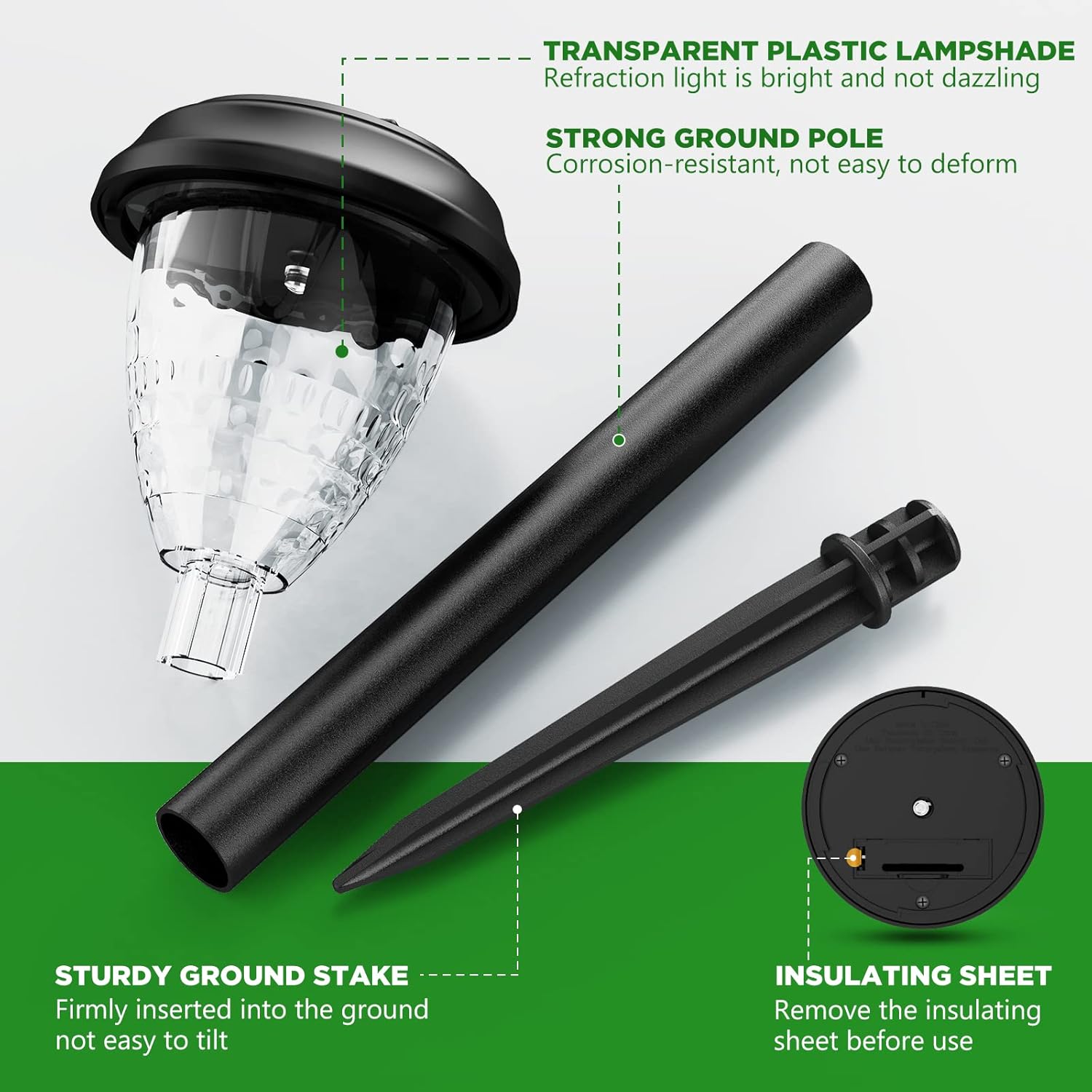 Reliable Solar Stake Lights for Safer Nighttime Navigation, IP44 Waterproof Walkway Marker Set of 10