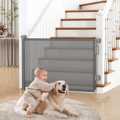 retractable mesh barrier that extends up to 55"/76"/96" wide and 34" or 42" tall