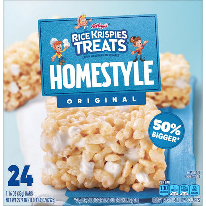 Rice Krispies Treats Homestyle Marshmallow Marshmallow Bars Lunchbox Packer for Back-to-School, Individually Wrapped Portions