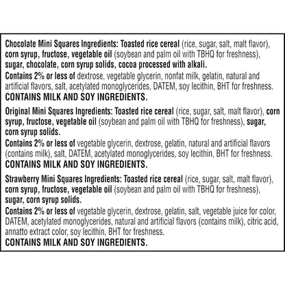 Rice Krispies Treats Mini Squares – College Care Package Snack with Three Flavors, Bulk 52 Count Gift Box