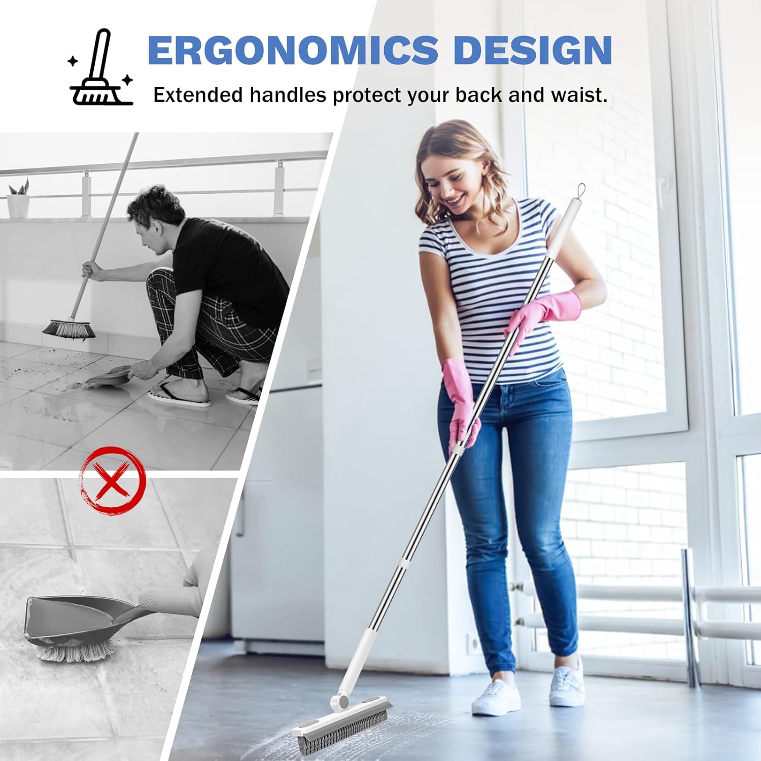 SetSail Adjustable Grout Scrubber Brush – Standing Pole for Hallway, Stair Landing, and Workspace Floor Detailing