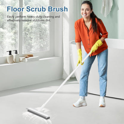 SetSail Long Handle Outdoor Scrub Brush with Stiff Bristles and Scraper Edge, Extendable Deck and Patio Cleaner for Porch Garage Entryway