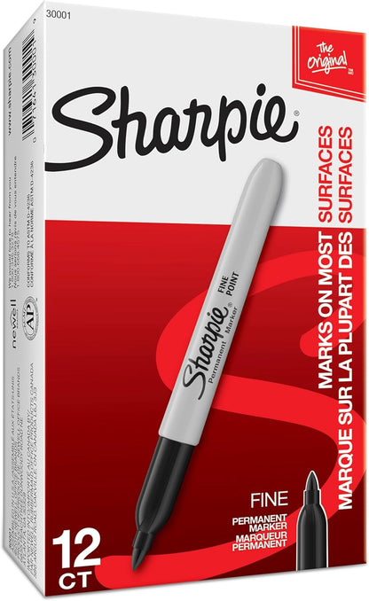 Sharpie Fine Point Black Permanent Markers 12 Pack for School Supplies and Craft Projects for Children