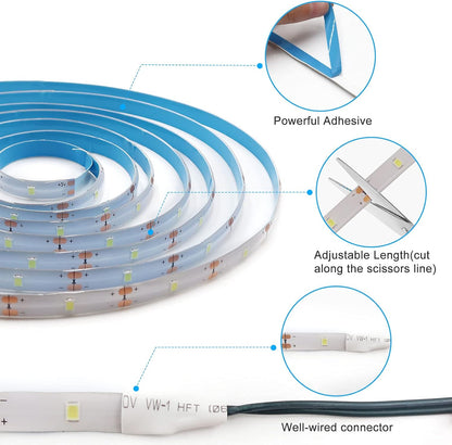 Simple Battery LED Strip Light Warm White Steady On for Scandinavian Style and Clutter Free Spaces