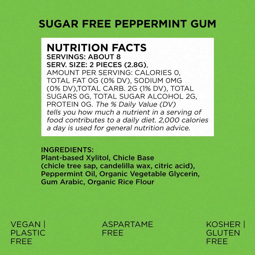 SIMPLY Gum Peppermint Xylitol Chewing Gum – Vegan Birthday Gift for Mom Who Quit Peppermint 5, Natural Xylitol Gum in a Three-Pack