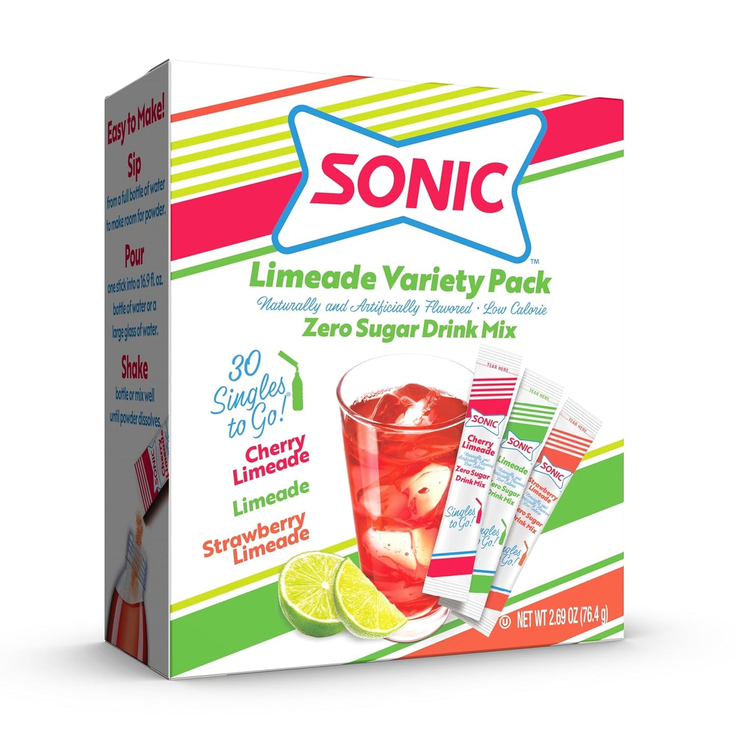 single-serve powdered stick packs — one stick flavors one standard water bottle