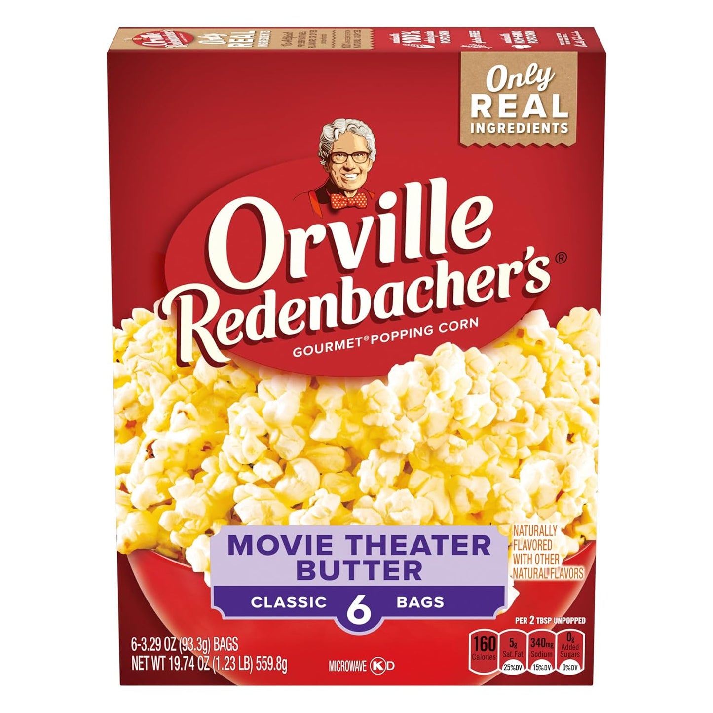 six 3.29 oz microwave popcorn bags per pack