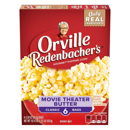 six 3.29 oz microwave popcorn bags per pack