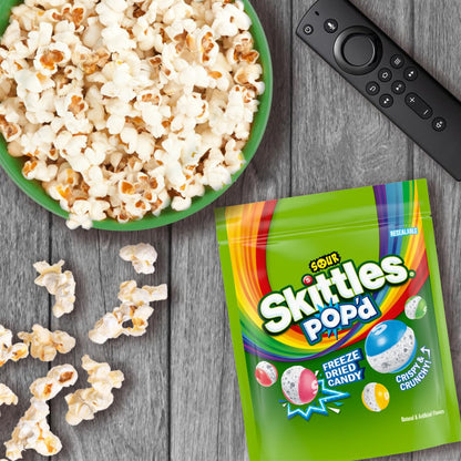 Skittles Pop'd Sour Freeze Dried Candy – Party Bowl Filler for Kids' Birthday Tables, 5.5 oz Bag