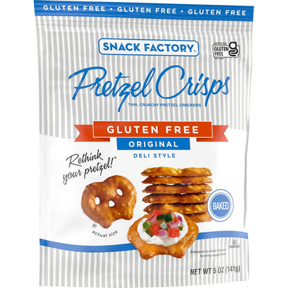 Snack Factory Pretzel Crisps Gluten Free – Kid-Friendly Dipper for Lunchboxes and Car Rides, Original Flavor 5 oz