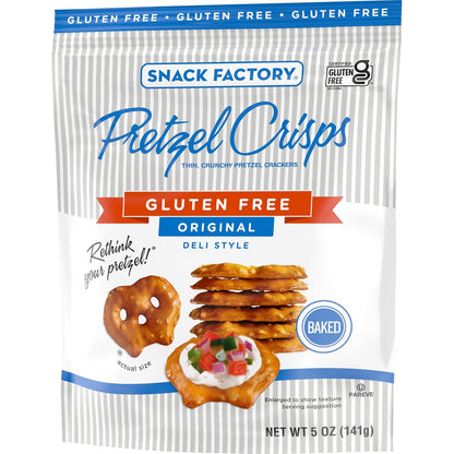 Snack Factory Pretzel Crisps Gluten Free – Kid-Friendly Dipper for Lunchboxes and Car Rides, Original Flavor 5 oz