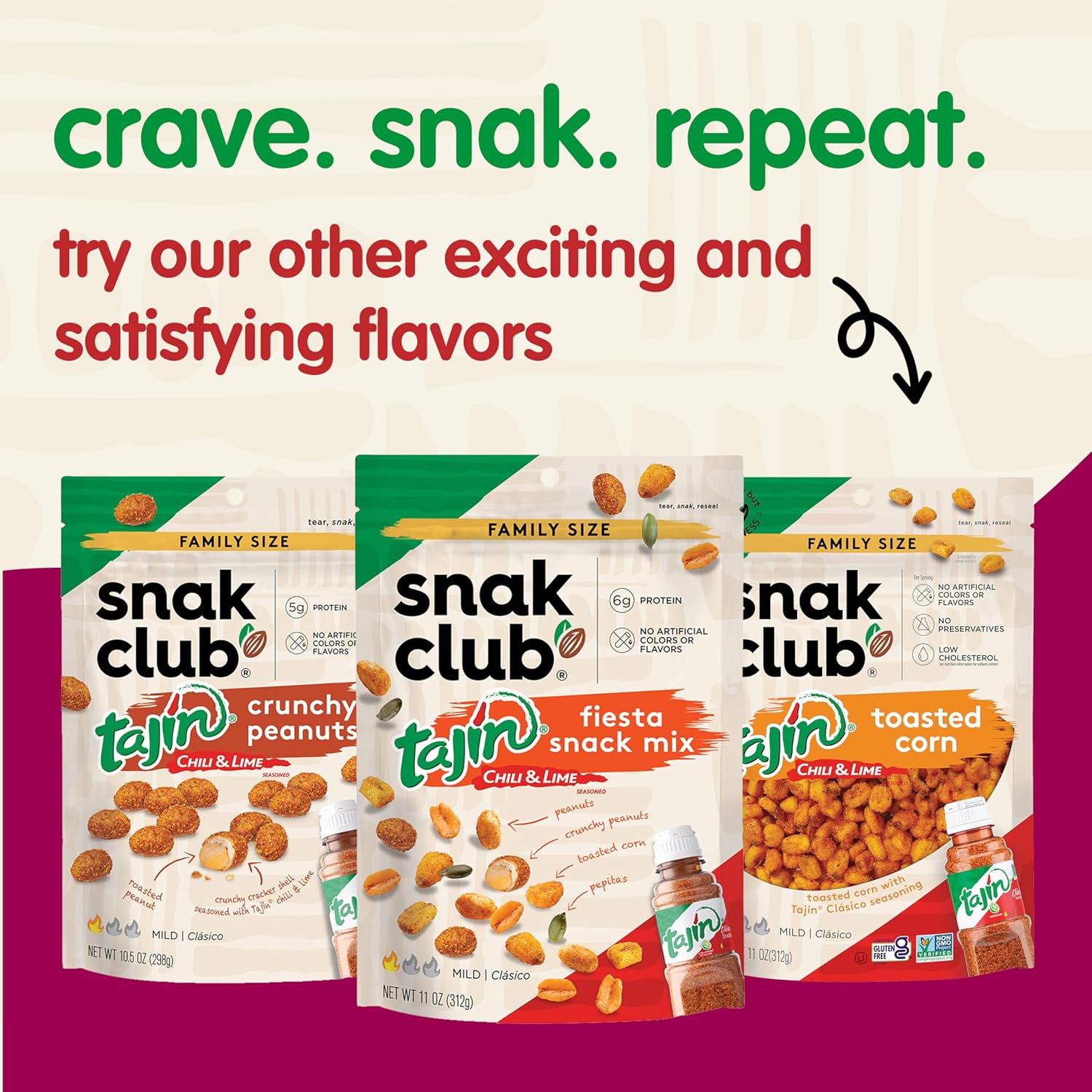 Snak Club Tajín Chili Lime Peanuts – Guilt-Free Savory Snack for Self-Care Snack Breaks, Kosher, 12 oz Bag