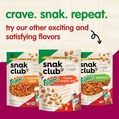 Snak Club Tajin Crunchy Peanuts – Camping and Hiking Snack with 5g Protein and No Artificial Colors, 10.5 oz Resealable
