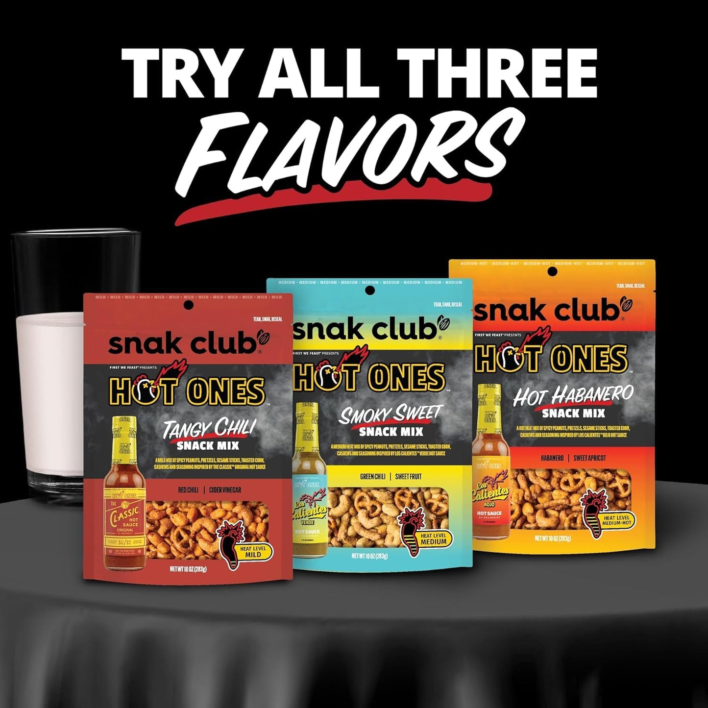 Snak Club x Hot Ones Hot Habanero Snack Mix – Tailgate and Picnic Snack Bowl for Spicy Food Lovers, Built for Outdoor Gatherings, 10 oz Bag