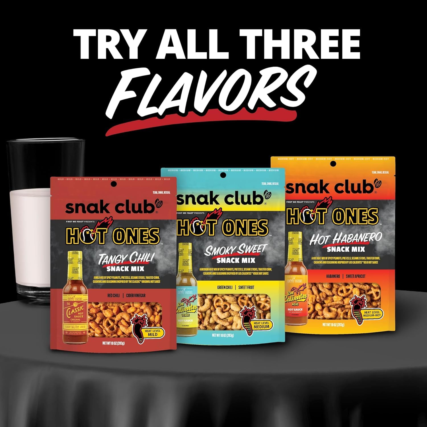 Snak Club x Hot Ones Hot Habanero Snack Mix – Tailgate and Picnic Snack Bowl for Spicy Food Lovers, Built for Outdoor Gatherings, 10 oz Bag