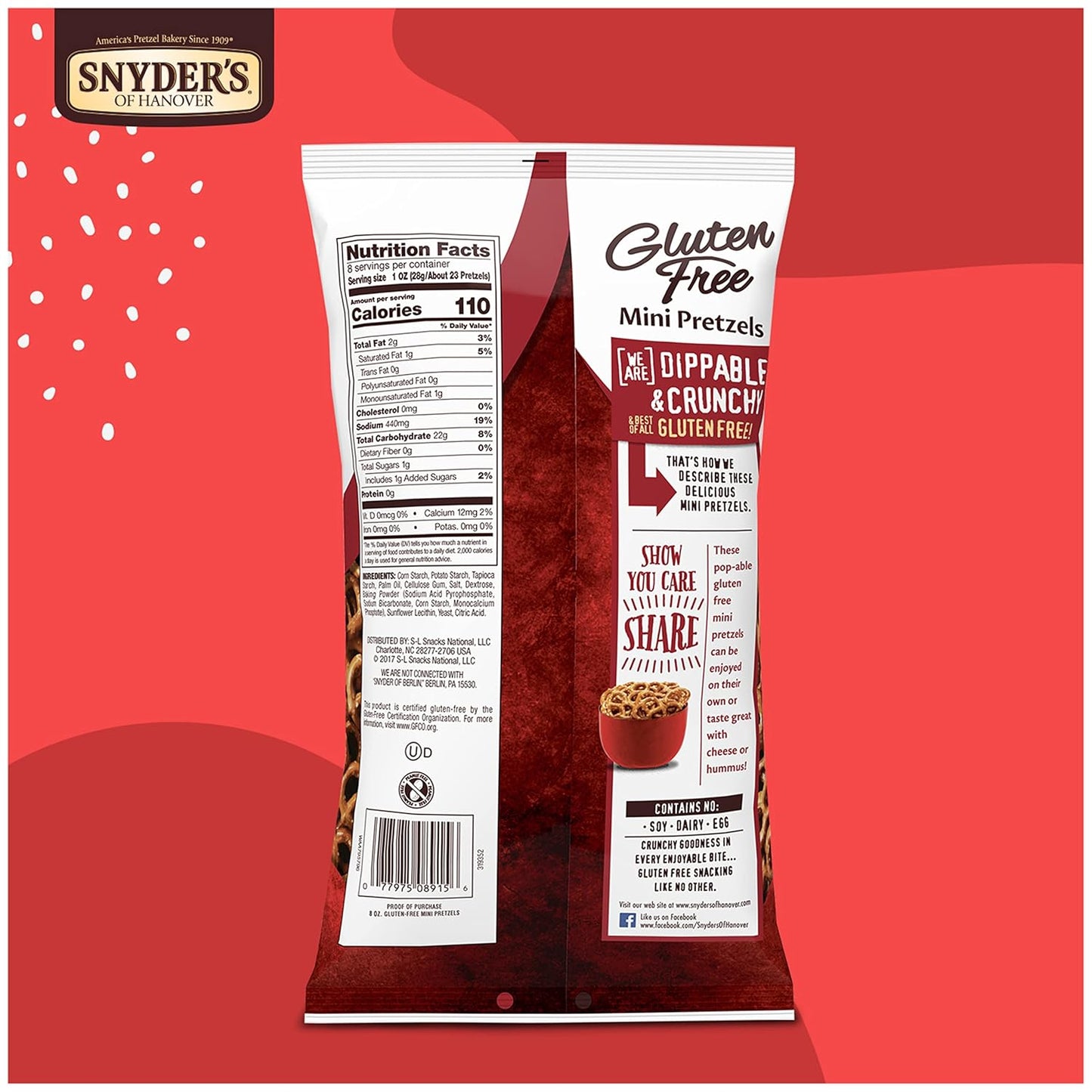 Snyder's of Hanover Gluten Free Mini Pretzels – Low-FODMAP Friendly Pretzels for Clean Eating Routines