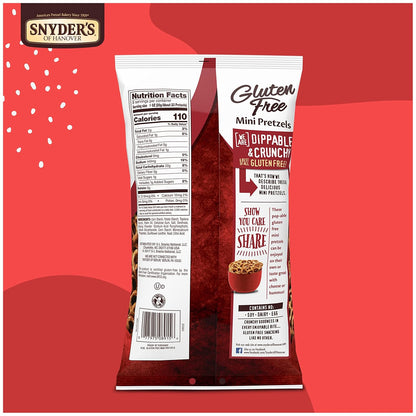 Snyder's of Hanover Gluten Free Mini Pretzels – Low-FODMAP Friendly Pretzels for Clean Eating Routines
