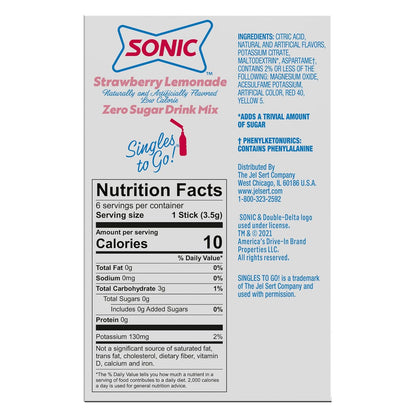 Sonic Singles to Go! Singles Packets – Low-Calorie Drink Mix for Kids' Backpacks, Sports Practice, and Birthday Parties