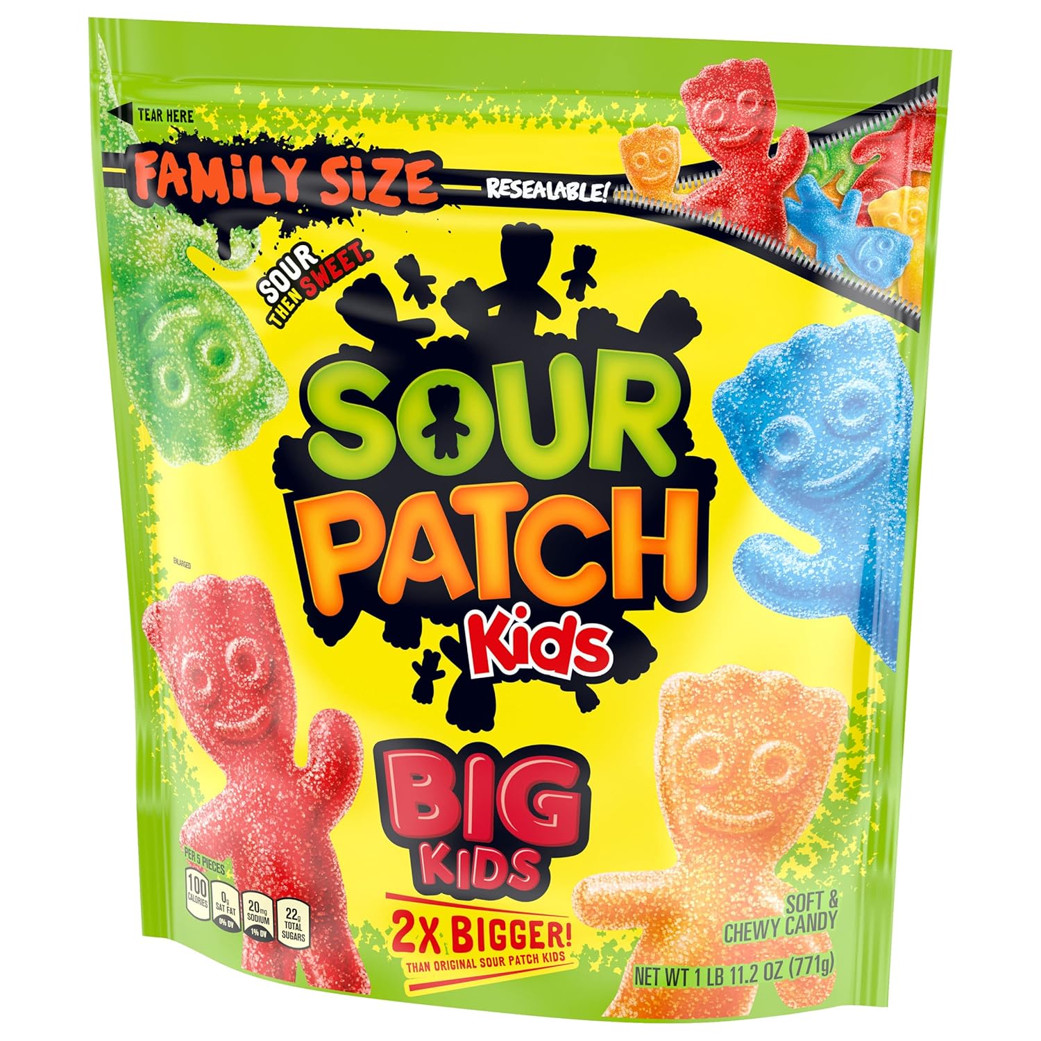 SOUR PATCH KIDS Big Kids Sour Gummies, Grandparent Gifting Snack to Send to Grandkids, 1.7 lb