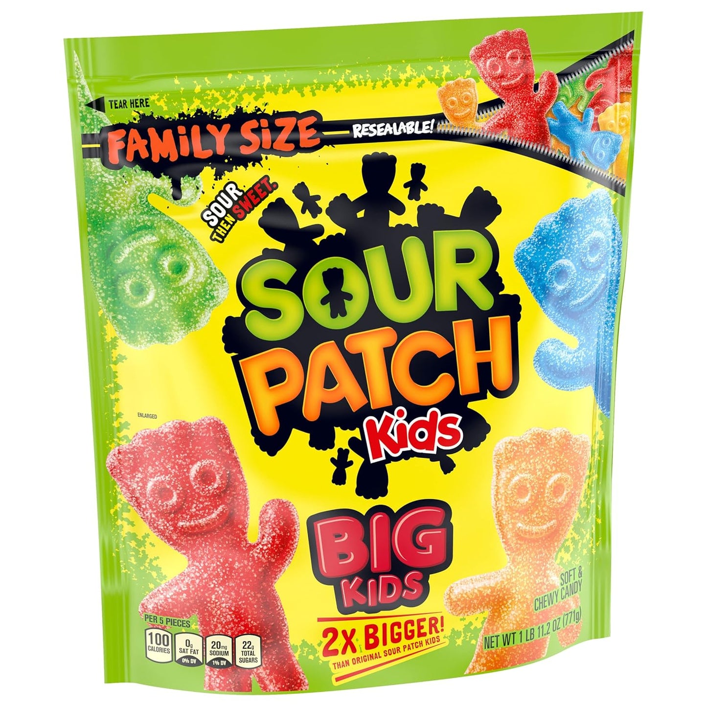 SOUR PATCH KIDS Big Kids Sour Gummies, Grandparent Gifting Snack to Send to Grandkids, 1.7 lb