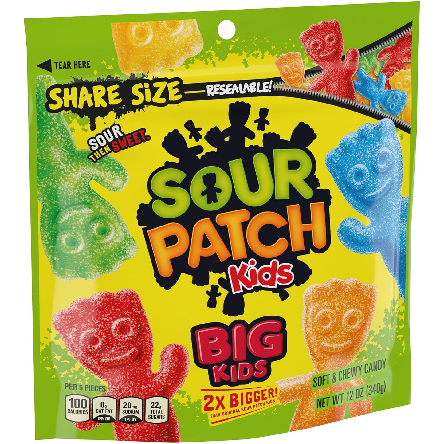 SOUR PATCH KIDS Big Kids Sour Gummy Candy Hostess Gift, 12 oz Share Bag for Housewarmings and Parties