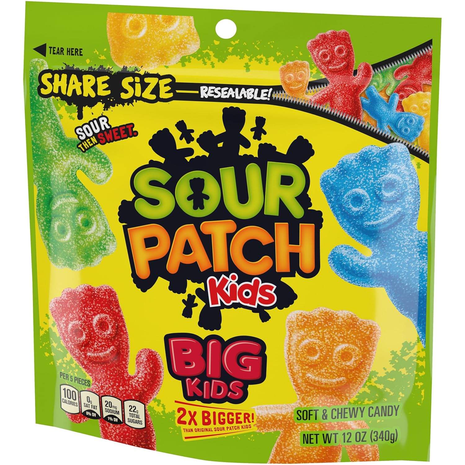 SOUR PATCH KIDS Big Kids Sour Gummy Candy Hostess Gift, 12 oz Share Bag for Housewarmings and Parties