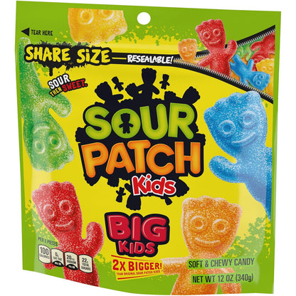 SOUR PATCH KIDS Big Kids Sour Gummy Candy Hostess Gift, 12 oz Share Bag for Housewarmings and Parties