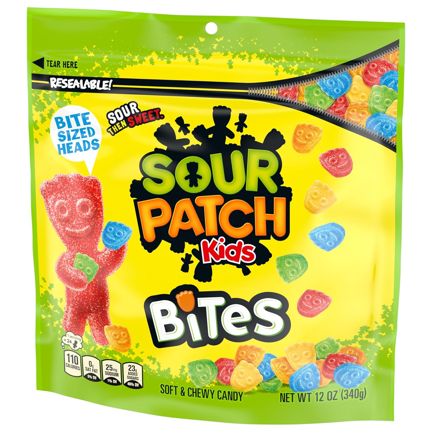 SOUR PATCH KIDS Bites Soft & Chewy Candy, 12 oz – Lightweight Camp Snack for Adventurers