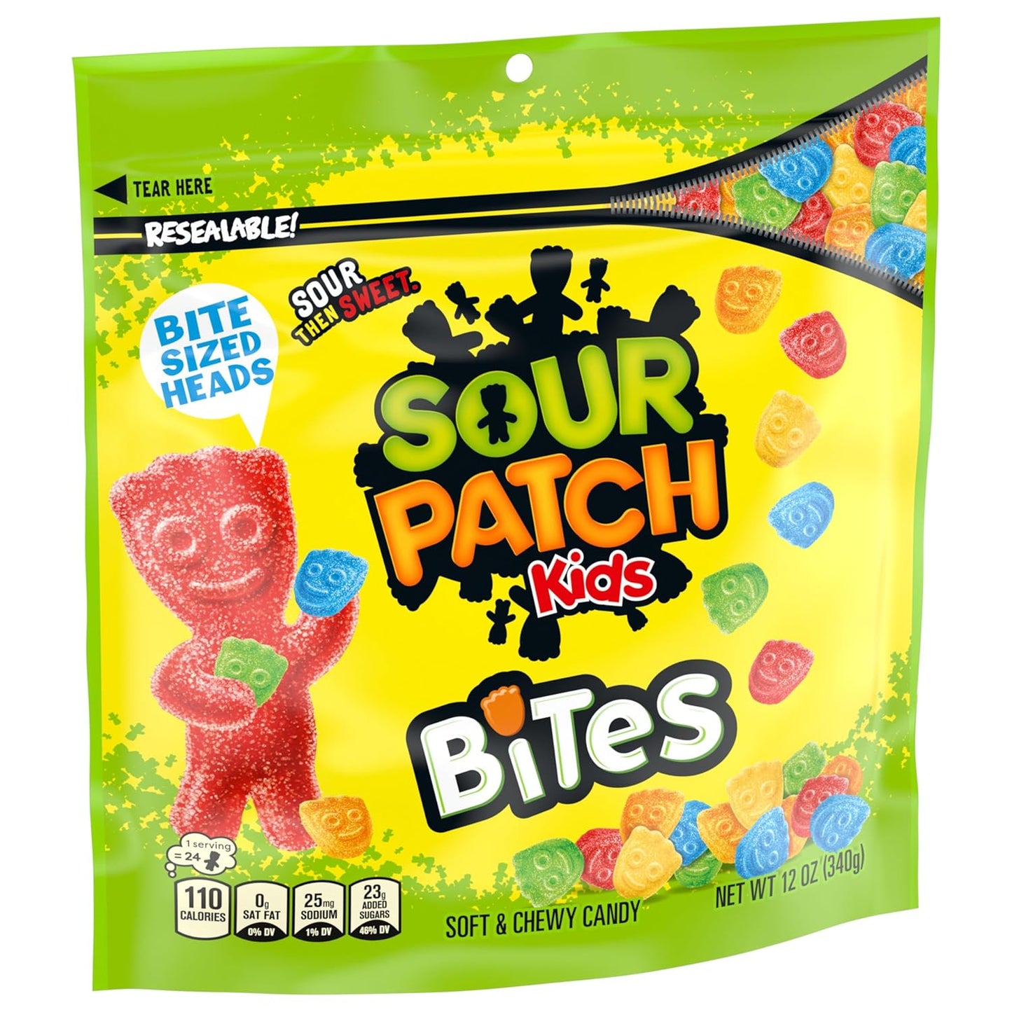 SOUR PATCH KIDS Bites Soft & Chewy Candy, 12 oz – Lightweight Camp Snack for Adventurers