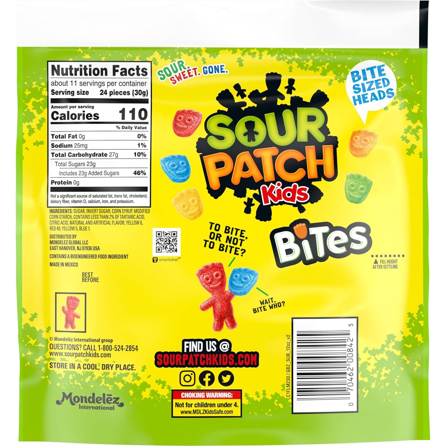 SOUR PATCH KIDS Bites Soft & Chewy Candy, 12 oz – Lightweight Camp Snack for Adventurers