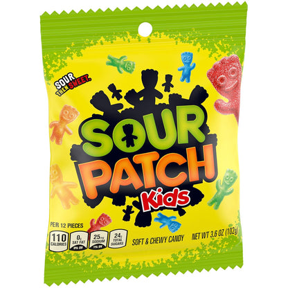 Sour Patch Kids Original Soft & Chewy Candy 12-Count Variety – Movie Night Gift Basket Add-On and Road Trip Care Package Treats