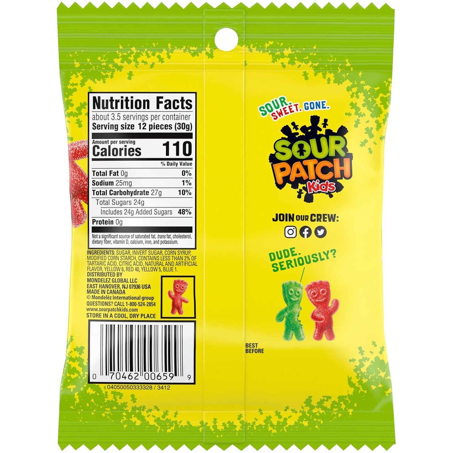 Sour Patch Kids Original Soft & Chewy Candy 12-Count Variety – Movie Night Gift Basket Add-On and Road Trip Care Package Treats