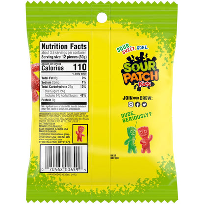 Sour Patch Kids Original Soft & Chewy Candy 12-Count Variety – Movie Night Gift Basket Add-On and Road Trip Care Package Treats